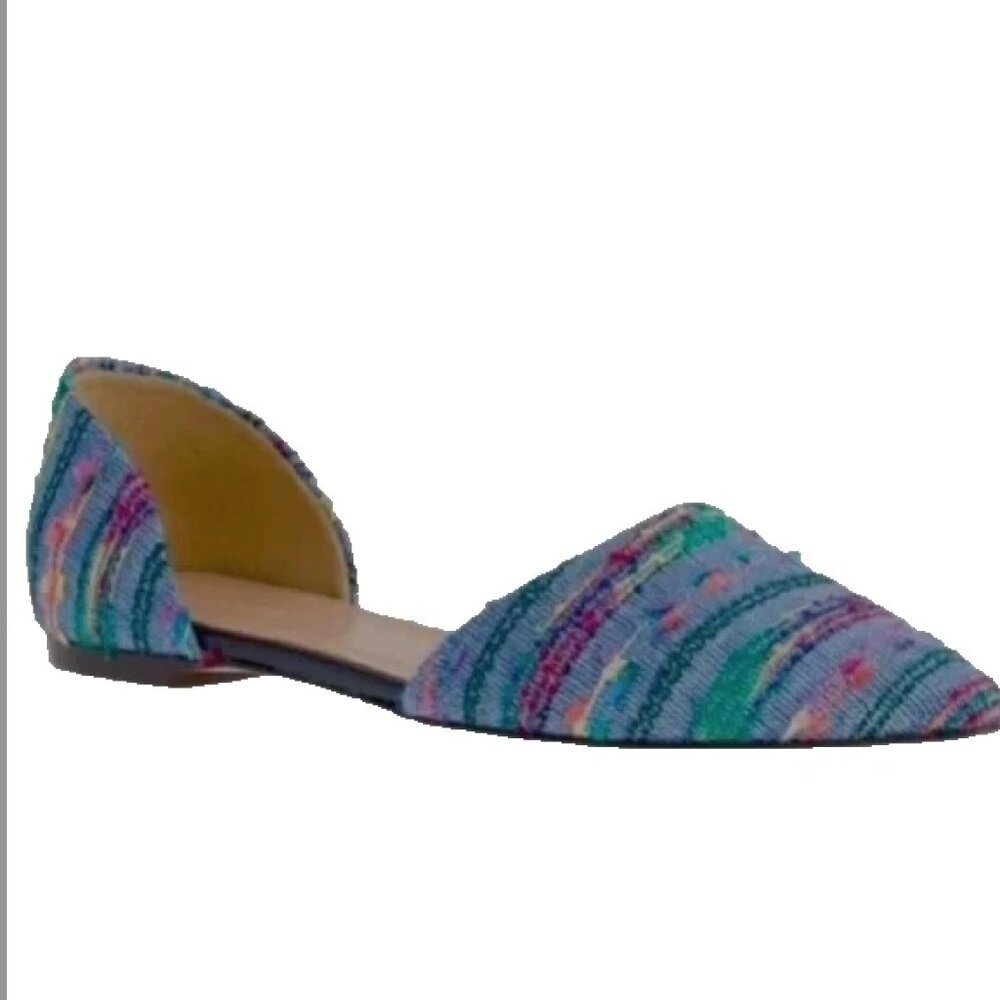 J.CREW Multicolor D'Orsay Blue Flats denim like with nubs of color Size 7